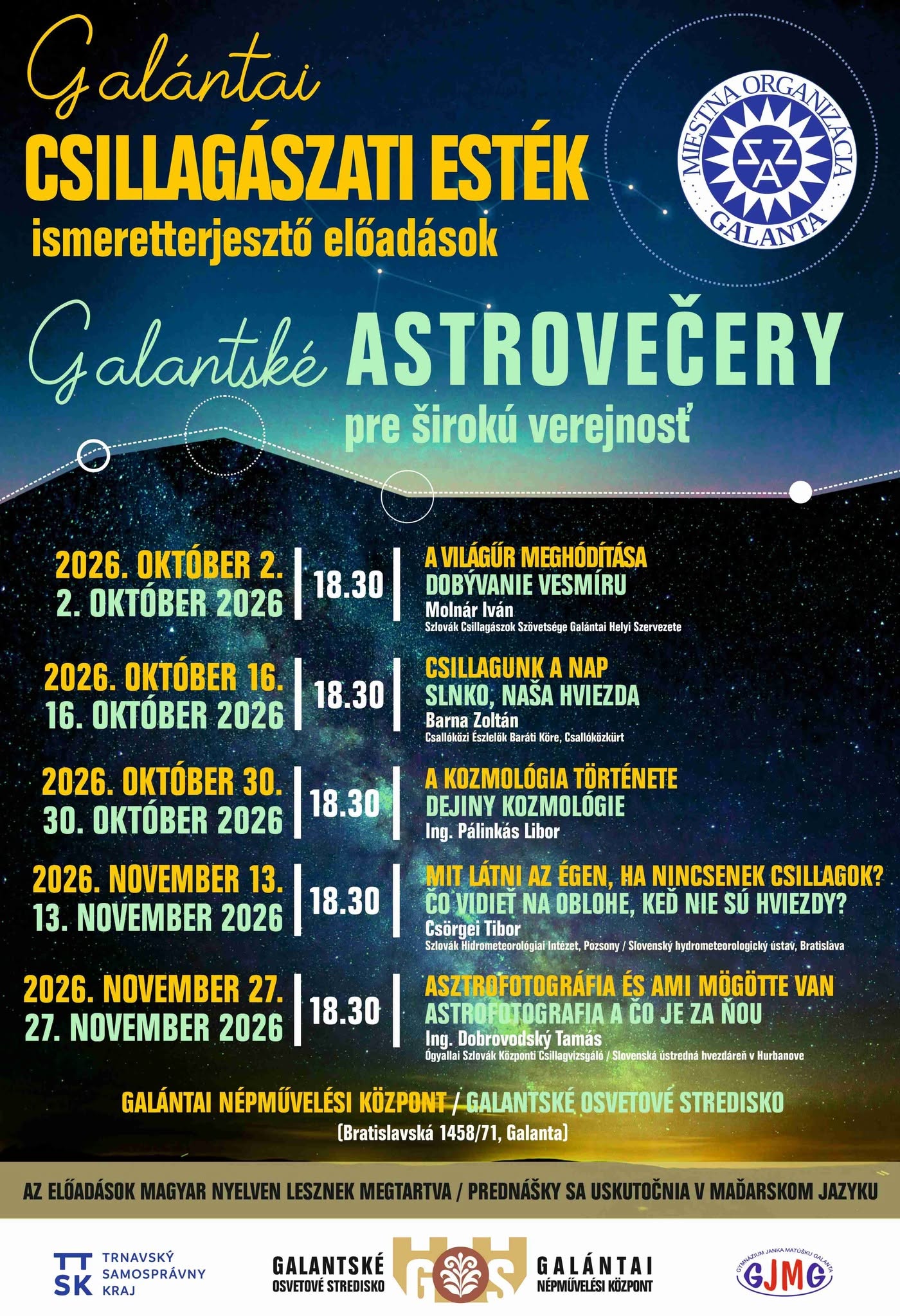 Galantské astrovečery – Dobývanie vesmíru
